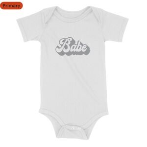 BABE Onesie | All Sizes | Gerber White Baby Bodysuit with Gray Print @kcluvco